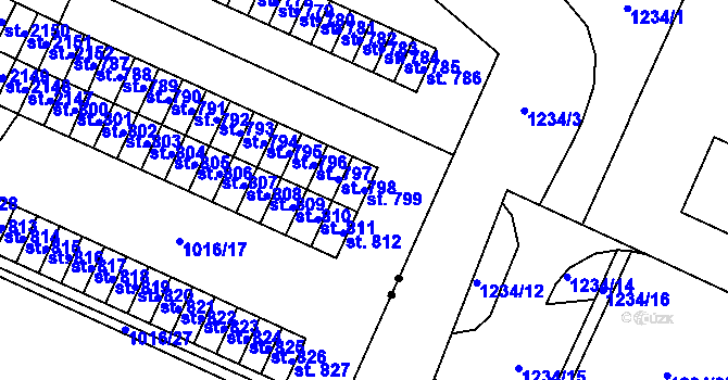 Parcela st. 799 v KÚ Úšovice, Katastrální mapa