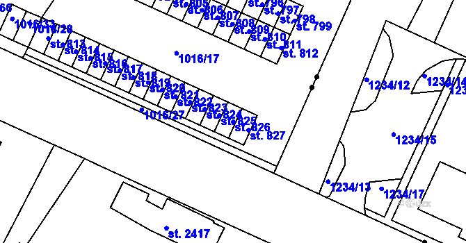 Parcela st. 826 v KÚ Úšovice, Katastrální mapa