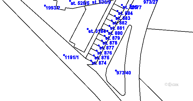 Parcela st. 876 v KÚ Úšovice, Katastrální mapa