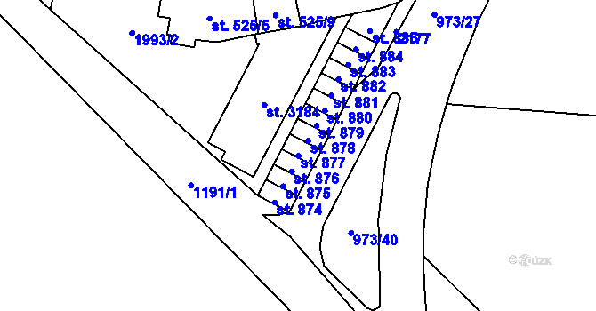 Parcela st. 877 v KÚ Úšovice, Katastrální mapa