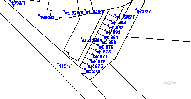 Parcela st. 878 v KÚ Úšovice, Katastrální mapa