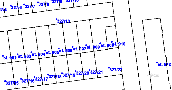 Parcela st. 908 v KÚ Úšovice, Katastrální mapa