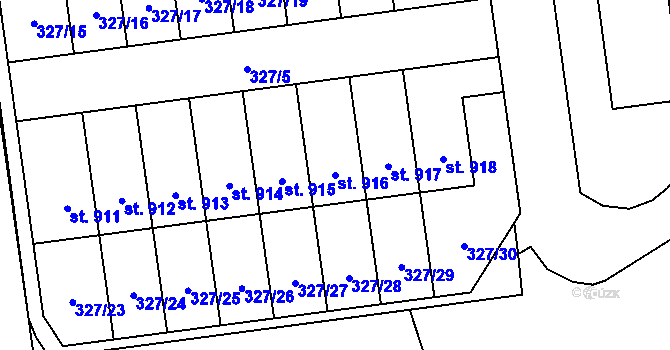 Parcela st. 916 v KÚ Úšovice, Katastrální mapa