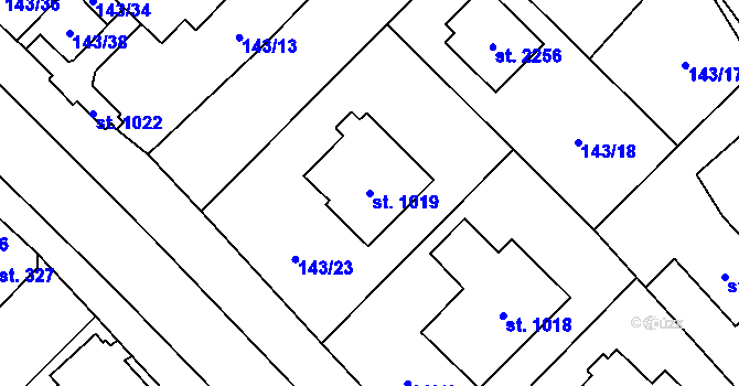 Parcela st. 1019 v KÚ Úšovice, Katastrální mapa