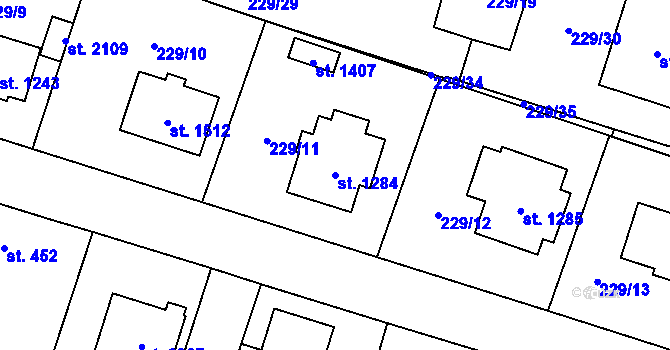 Parcela st. 1284 v KÚ Úšovice, Katastrální mapa