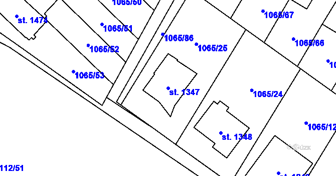 Parcela st. 1347 v KÚ Úšovice, Katastrální mapa