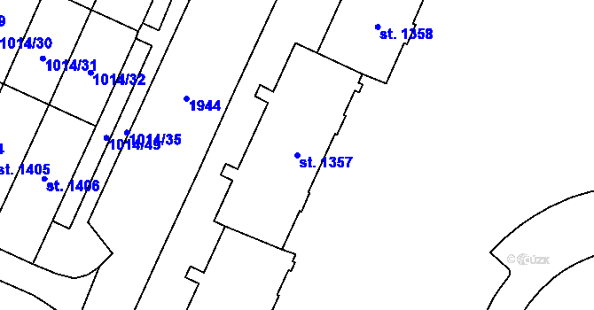 Parcela st. 1357 v KÚ Úšovice, Katastrální mapa