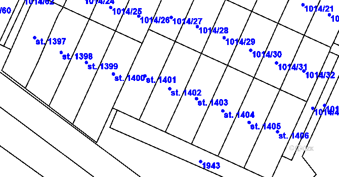 Parcela st. 1402 v KÚ Úšovice, Katastrální mapa