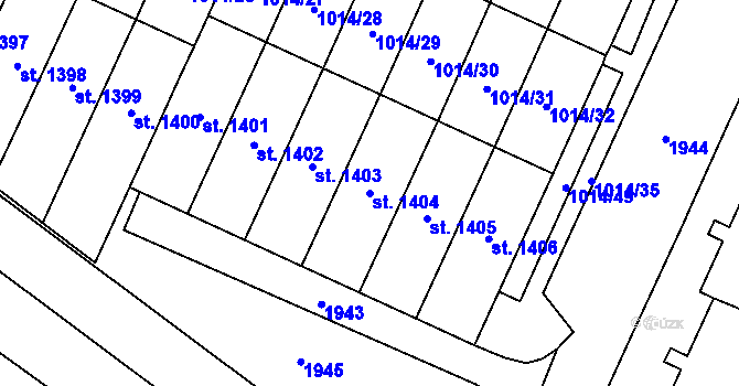 Parcela st. 1404 v KÚ Úšovice, Katastrální mapa