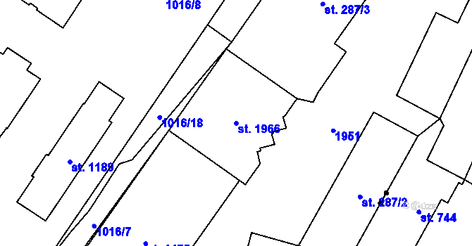 Parcela st. 1966 v KÚ Úšovice, Katastrální mapa