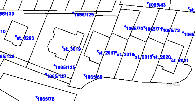 Parcela st. 2017 v KÚ Úšovice, Katastrální mapa