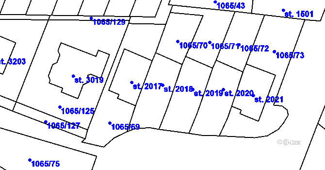 Parcela st. 2018 v KÚ Úšovice, Katastrální mapa
