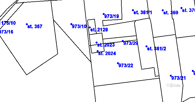 Parcela st. 2024 v KÚ Úšovice, Katastrální mapa