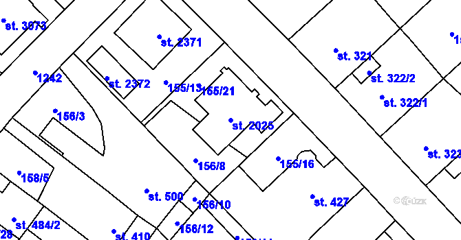 Parcela st. 2025 v KÚ Úšovice, Katastrální mapa