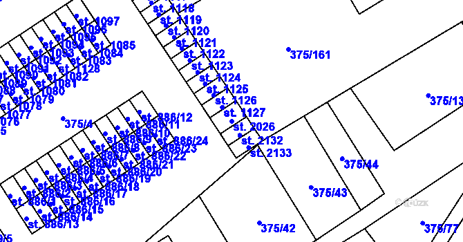 Parcela st. 2026 v KÚ Úšovice, Katastrální mapa