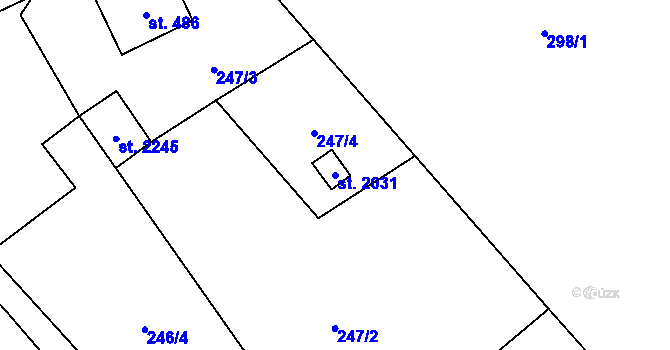 Parcela st. 2031 v KÚ Úšovice, Katastrální mapa