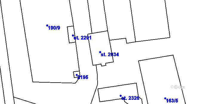 Parcela st. 2034 v KÚ Úšovice, Katastrální mapa