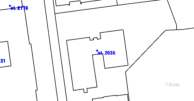 Parcela st. 2035 v KÚ Úšovice, Katastrální mapa
