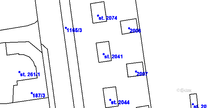 Parcela st. 2041 v KÚ Úšovice, Katastrální mapa