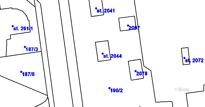 Parcela st. 2044 v KÚ Úšovice, Katastrální mapa