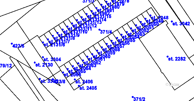 Parcela st. 2059 v KÚ Úšovice, Katastrální mapa