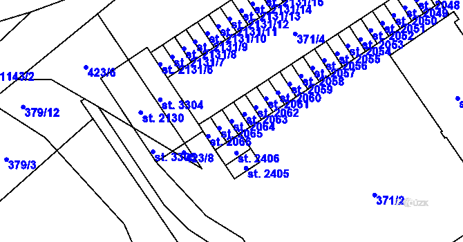 Parcela st. 2064 v KÚ Úšovice, Katastrální mapa