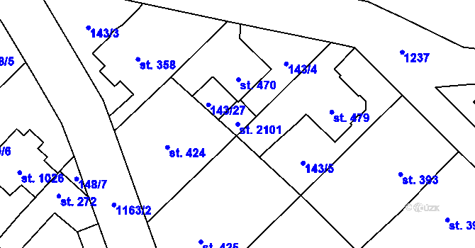 Parcela st. 2101 v KÚ Úšovice, Katastrální mapa