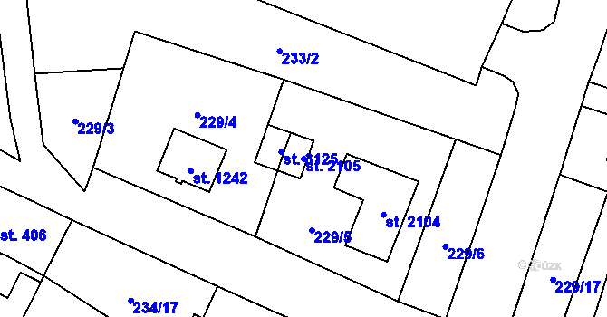 Parcela st. 2105 v KÚ Úšovice, Katastrální mapa