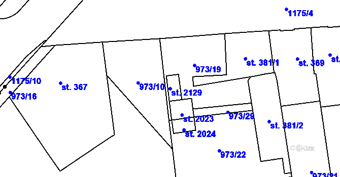 Parcela st. 2129 v KÚ Úšovice, Katastrální mapa