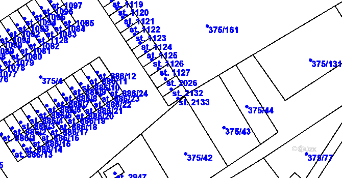 Parcela st. 2132 v KÚ Úšovice, Katastrální mapa