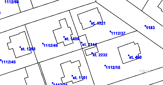 Parcela st. 2144 v KÚ Úšovice, Katastrální mapa