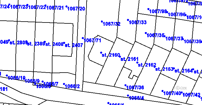 Parcela st. 2160 v KÚ Úšovice, Katastrální mapa