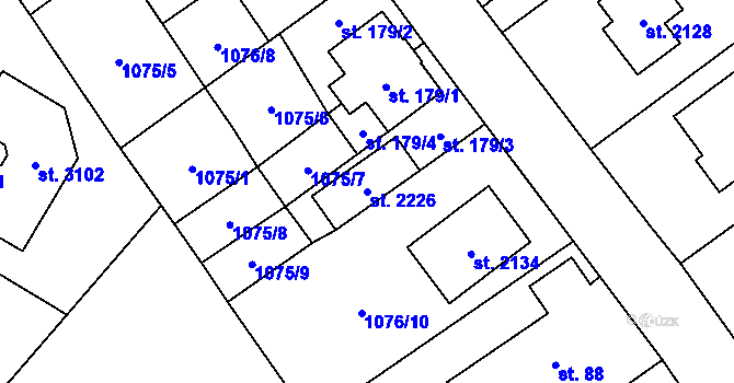 Parcela st. 2226 v KÚ Úšovice, Katastrální mapa