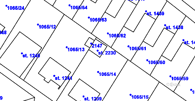 Parcela st. 2230 v KÚ Úšovice, Katastrální mapa