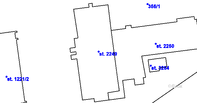 Parcela st. 2249 v KÚ Úšovice, Katastrální mapa