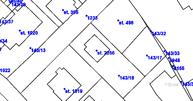 Parcela st. 2256 v KÚ Úšovice, Katastrální mapa