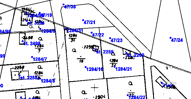 Parcela st. 2259 v KÚ Úšovice, Katastrální mapa