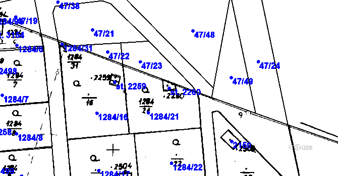 Parcela st. 2260 v KÚ Úšovice, Katastrální mapa