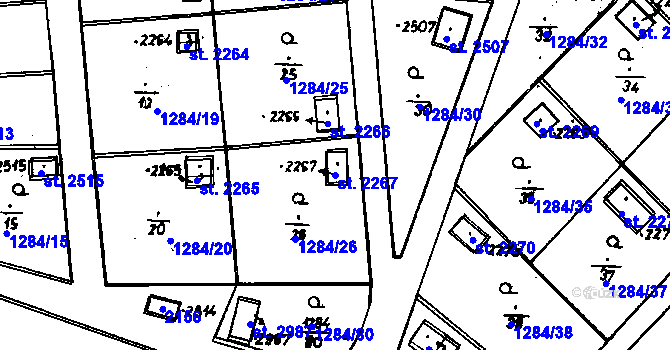 Parcela st. 2267 v KÚ Úšovice, Katastrální mapa
