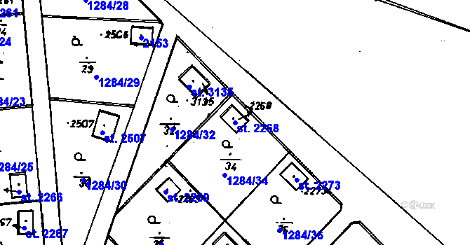 Parcela st. 2268 v KÚ Úšovice, Katastrální mapa