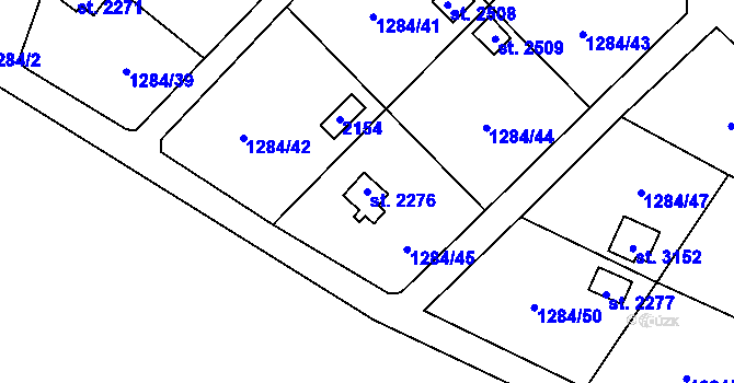 Parcela st. 2276 v KÚ Úšovice, Katastrální mapa