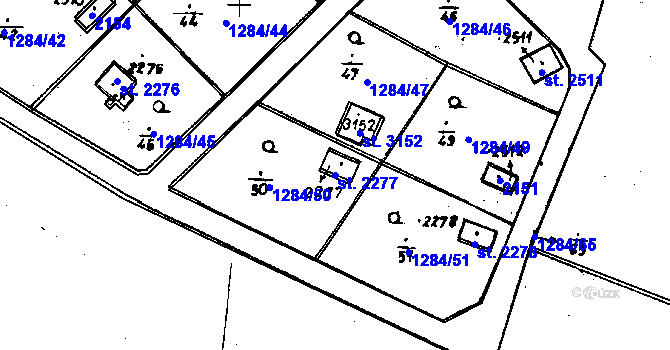 Parcela st. 2277 v KÚ Úšovice, Katastrální mapa