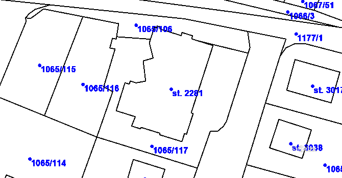 Parcela st. 2281 v KÚ Úšovice, Katastrální mapa