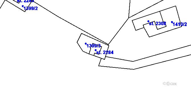 Parcela st. 2284 v KÚ Úšovice, Katastrální mapa