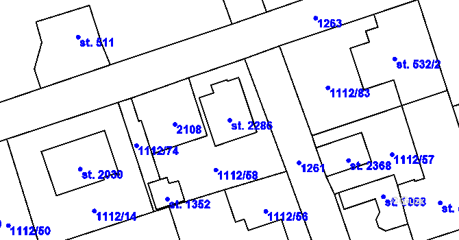Parcela st. 2286 v KÚ Úšovice, Katastrální mapa