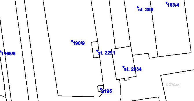 Parcela st. 2291 v KÚ Úšovice, Katastrální mapa