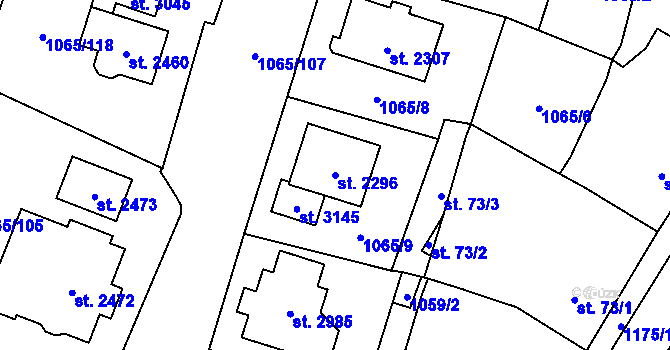 Parcela st. 2296 v KÚ Úšovice, Katastrální mapa