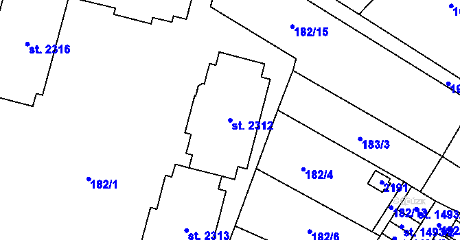 Parcela st. 2312 v KÚ Úšovice, Katastrální mapa