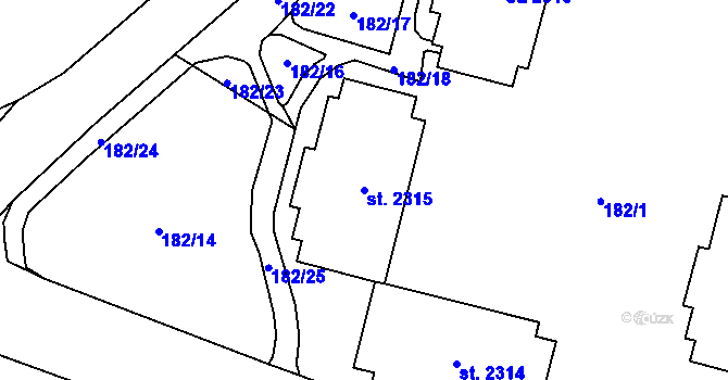 Parcela st. 2315 v KÚ Úšovice, Katastrální mapa