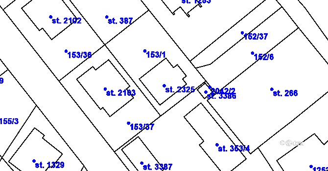 Parcela st. 2325 v KÚ Úšovice, Katastrální mapa